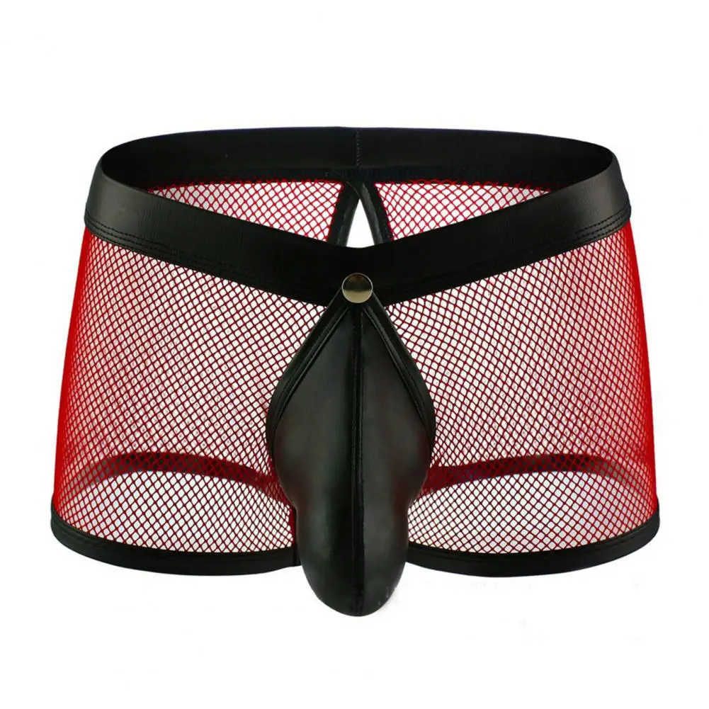 

Men Thongs Hollow Out Mesh Sexy Opening U Convex Super Breathable Men Boxers Inner Wear Clothes