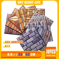 10pcs 3d tile wall stickers self adhesive diy stone pattern home decoration kitchen living room waterproof brick wall stickers