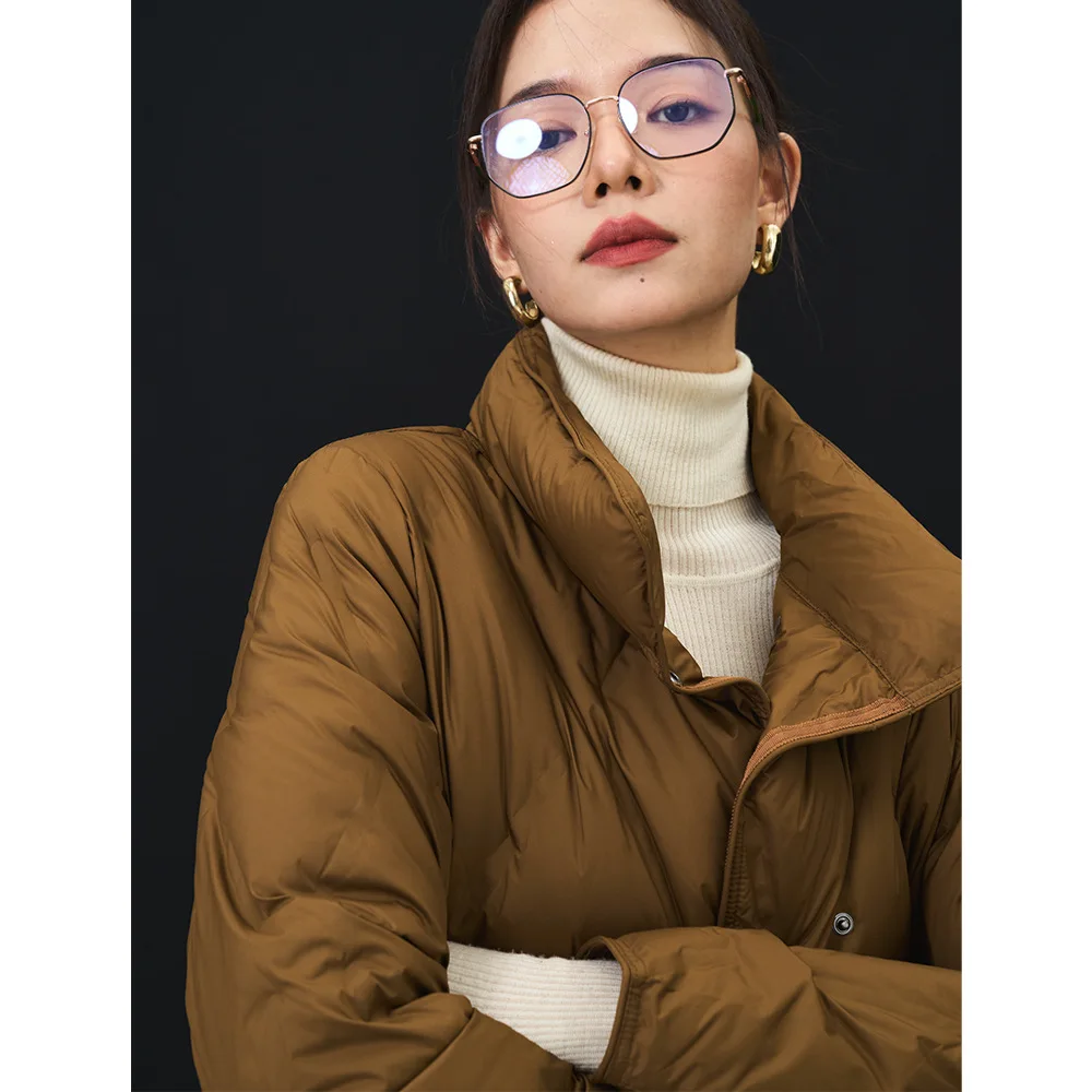 2022 Winter New Direct-Filled 90 White Duck Down Loose Thin Collar Bread Clothes Short Down Jacket Female