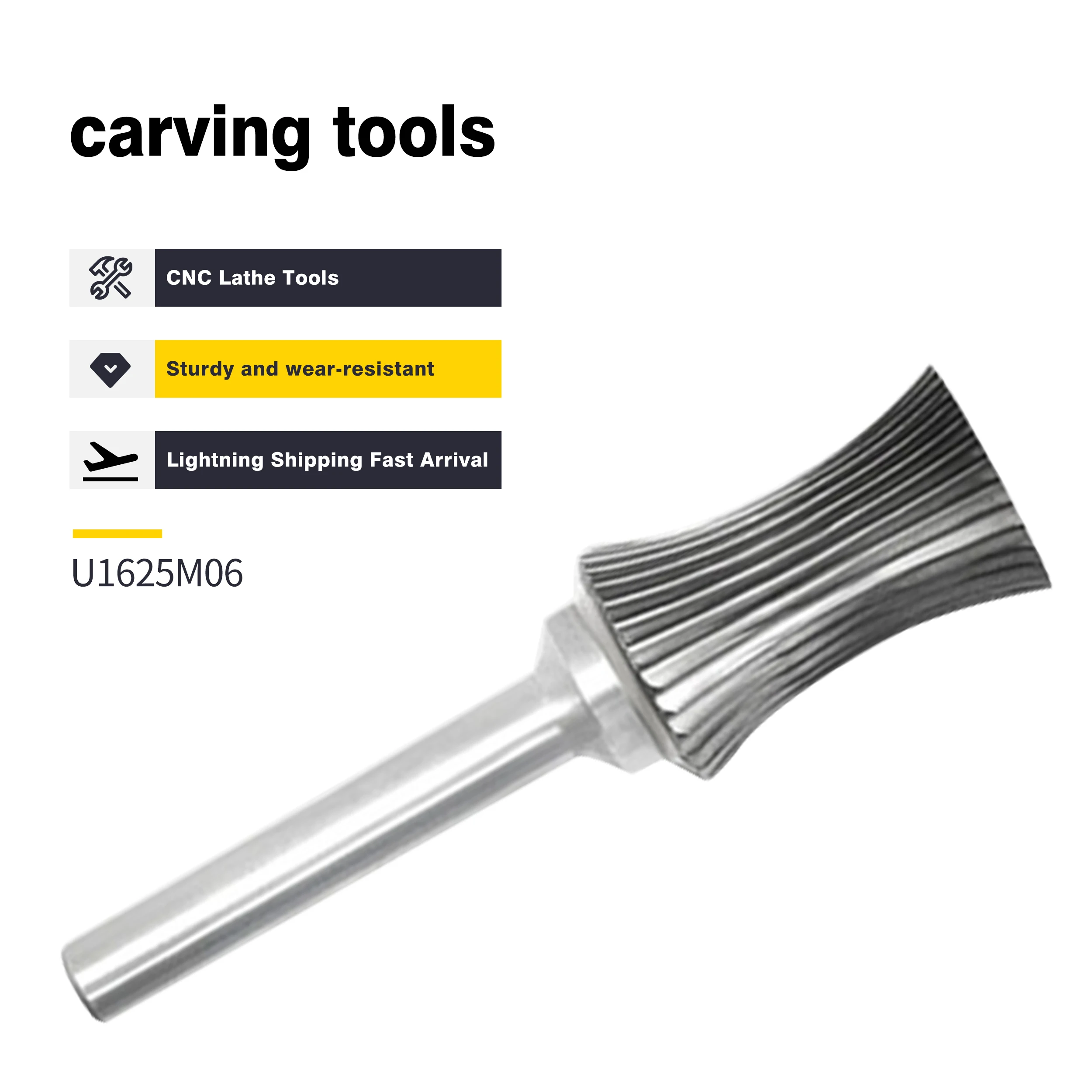 

Carbide U-shaped Rotary File Concave Arc Shape Tungsten Steel Milling Cutter U0815M06 U1225/1625M06 Grinding And Engraving Tools