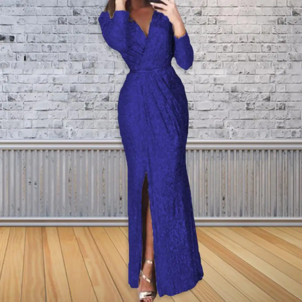 

Модное женское официальное платье, соблазнительное платье макси, однотонное плиссированное платье до пола, вечерняя одежда