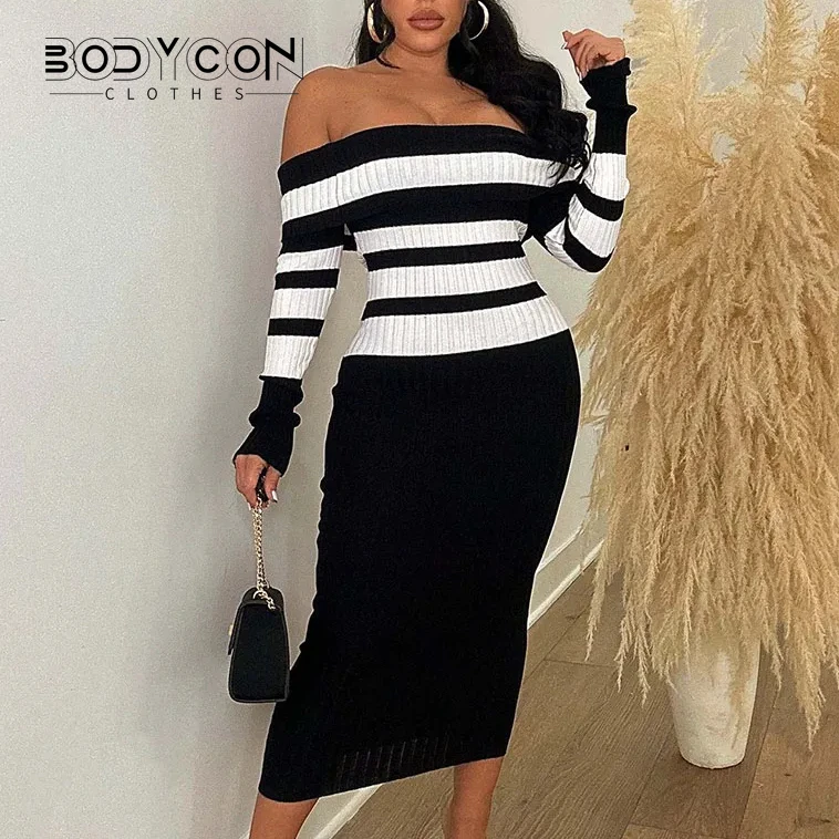 

Женское трикотажное платье-макси с длинным рукавом и открытыми плечами