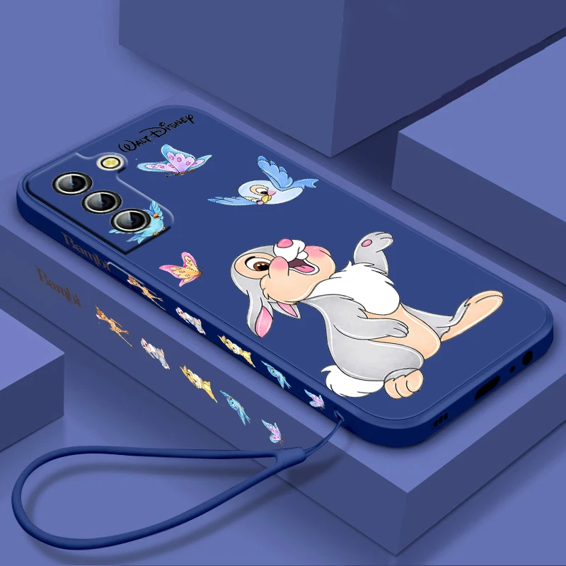 

Bambi Anime Cute For Samsung Galaxy S23 S22 S21 S20 S10 S9 Ultra Plus Pro FE Liquid Left Rope Silicone Phone Case