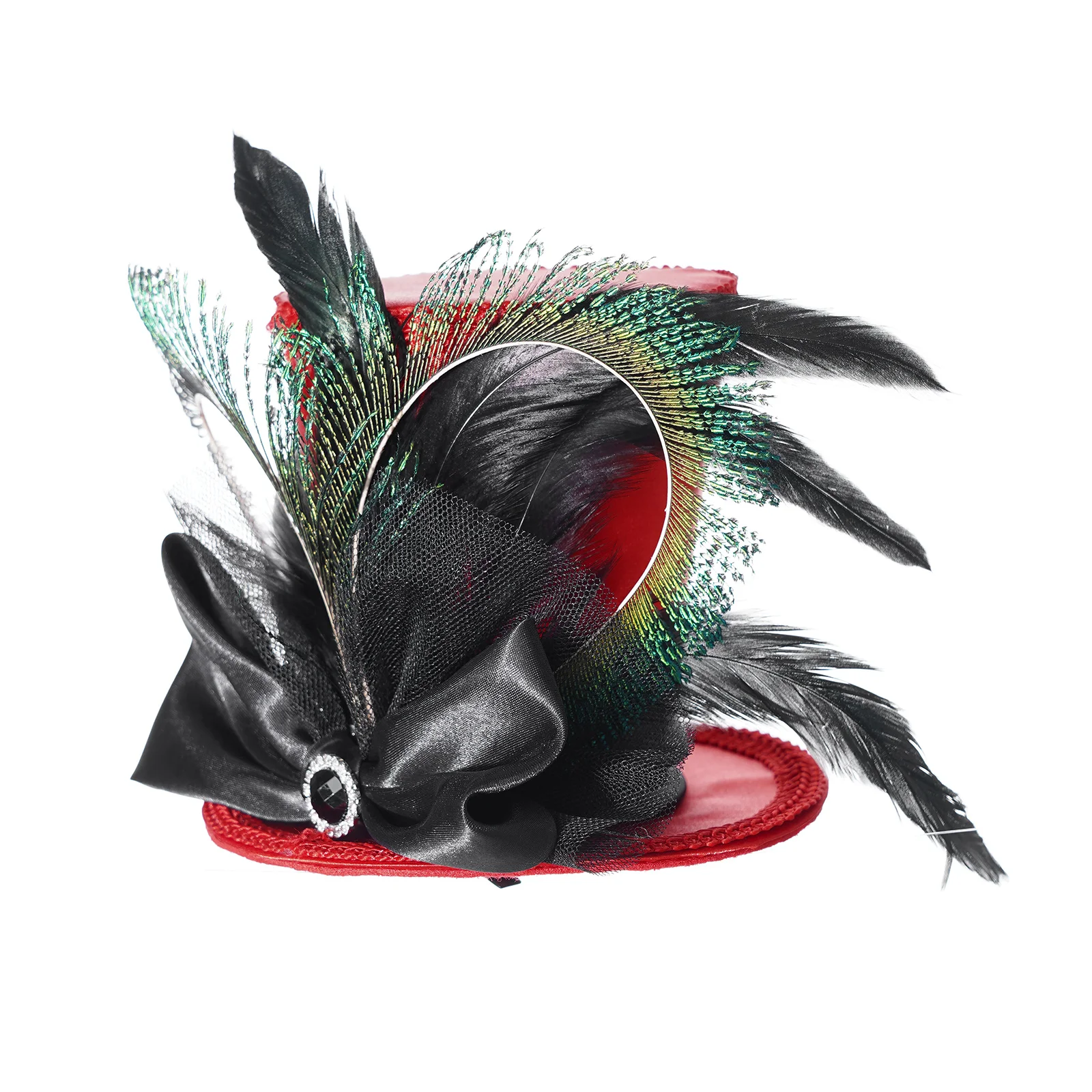 

Women Retro Mini Top Hat Party Ball Celebration Little Hat Feather Headwear Hair Band Flower Hair Ornament Fancy Cosplay Costume