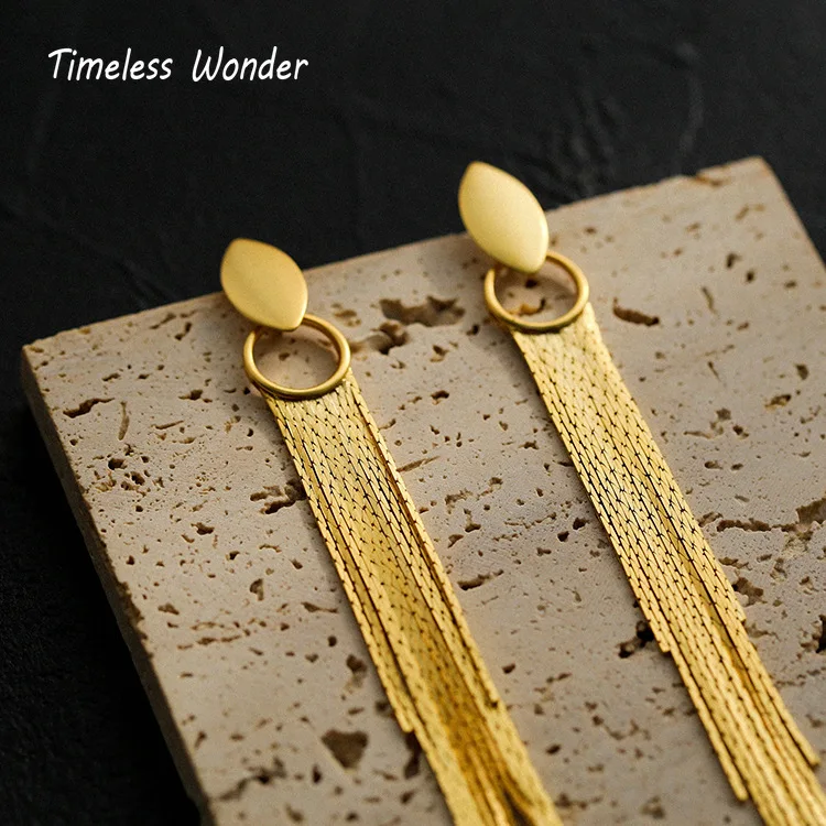 

Timeless Wonder Gorgeous Geo Tassel Stud Earrings for Women Designer Jewelry Ins Goth Party Gift Runway Rare Prom Statement 3414