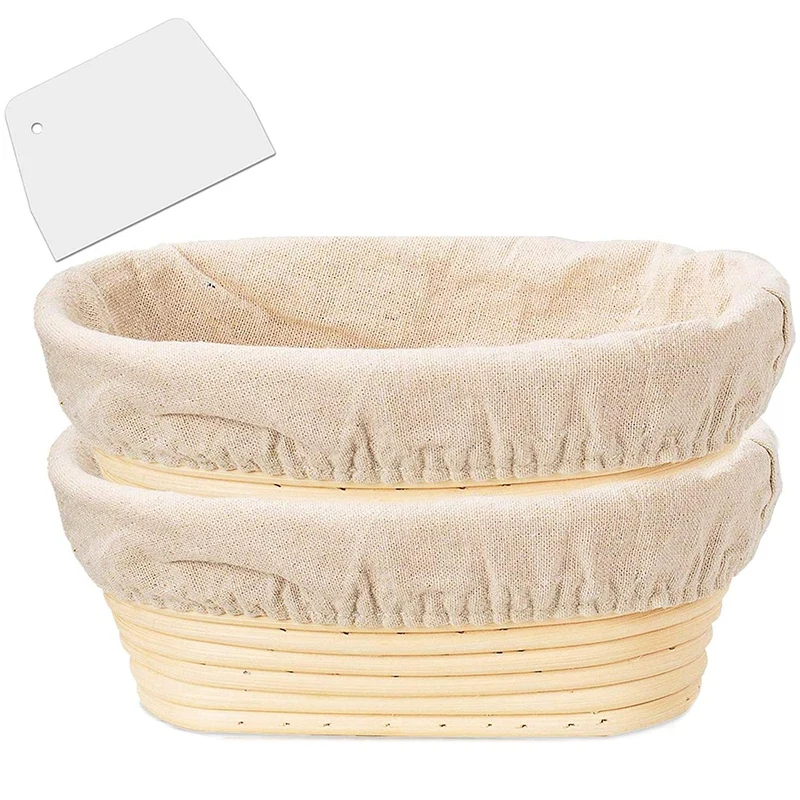 

2 Packs 10 Inch Oval Shaped Bread Proofing Basket - Baking Dough Bowl Gifts for Bakers Proving Baskets for Sourdough Bread Sl