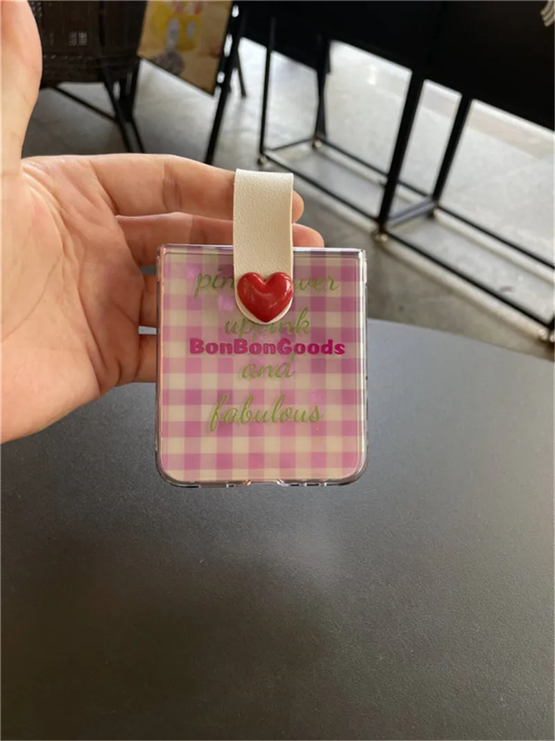 Diy милый чехол с коротким ремешком в форме сердца для Samsung Galaxy Z Flip6 Flip5 Flip4 3 Razr50ultra