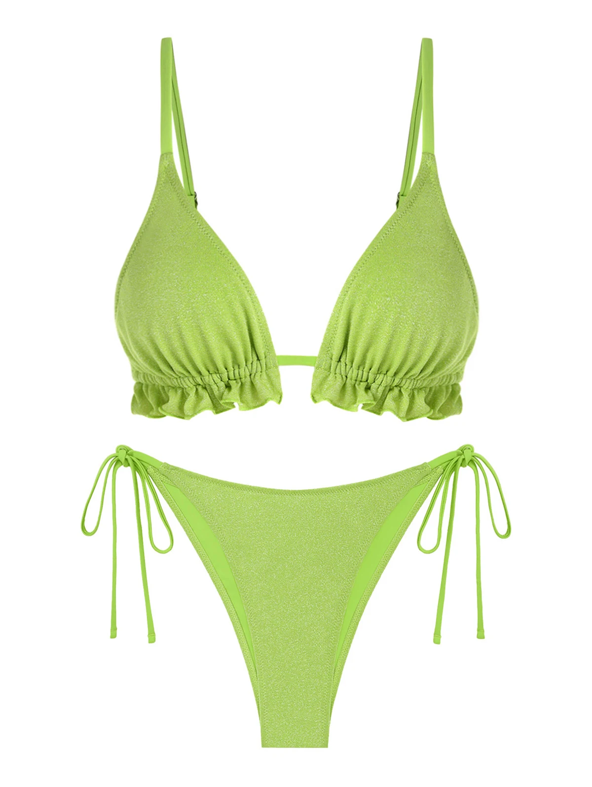 ZAFUL Купальник бикини с металлическим блеском и оборками по бокам