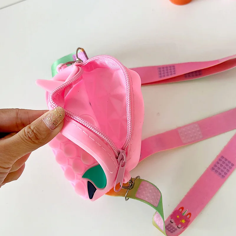 Cute Cartoon Horse Children Silica Gel Shoulder Bag Lovely Baby Girls Mini Messenger Bag Rainbow Boys Kids Coin Purse Handbags