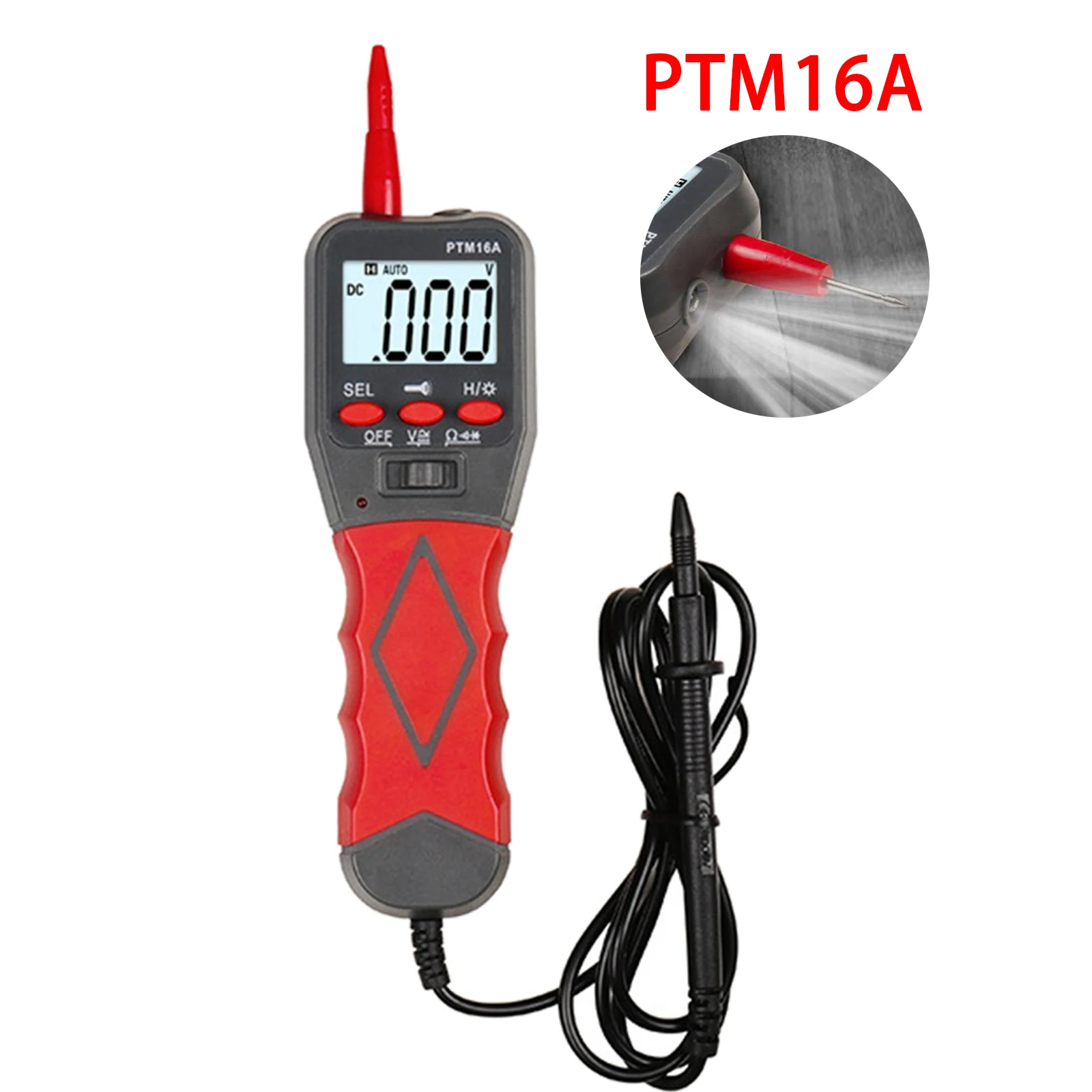 

AC/DC PTM16A Multimeter Auto-Range Pen Digital 1999 Count Ammeter Volt Ohm Tester Meter Multimetro with LCD Backlight Flashlight