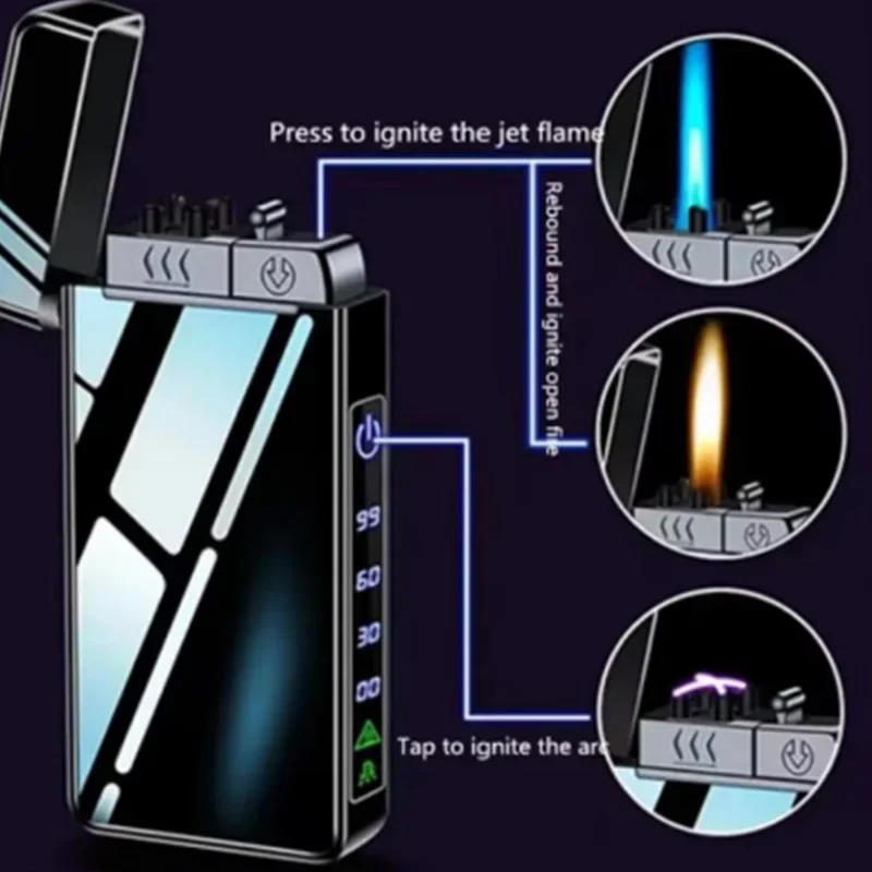 Ветрозащитная металлическая зажигалка USB 라타 타 Jet двойная плазменная дуга