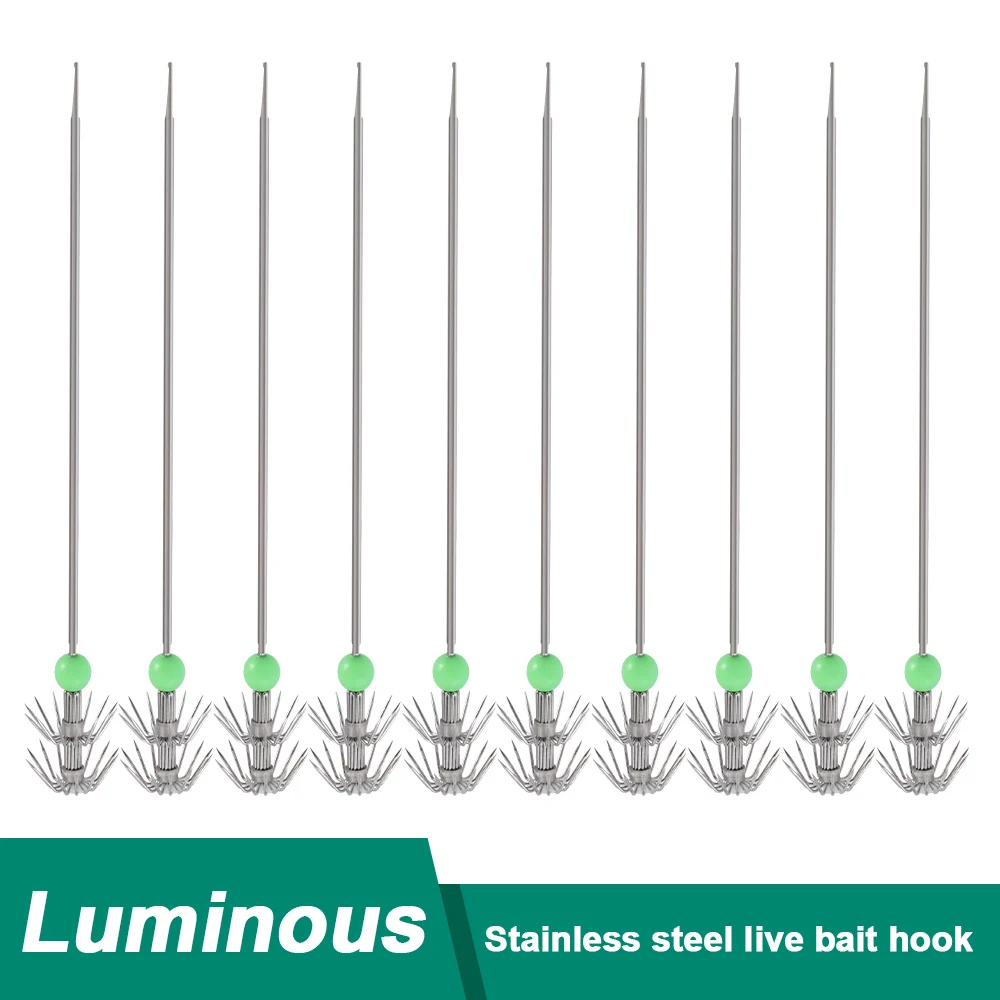 

50pcs Stainless Steel Double Layers Umbrella Fish Hook Squid Cuttlefish Octopus Fishing Jig Hooks Outdoor Fishing Accessories