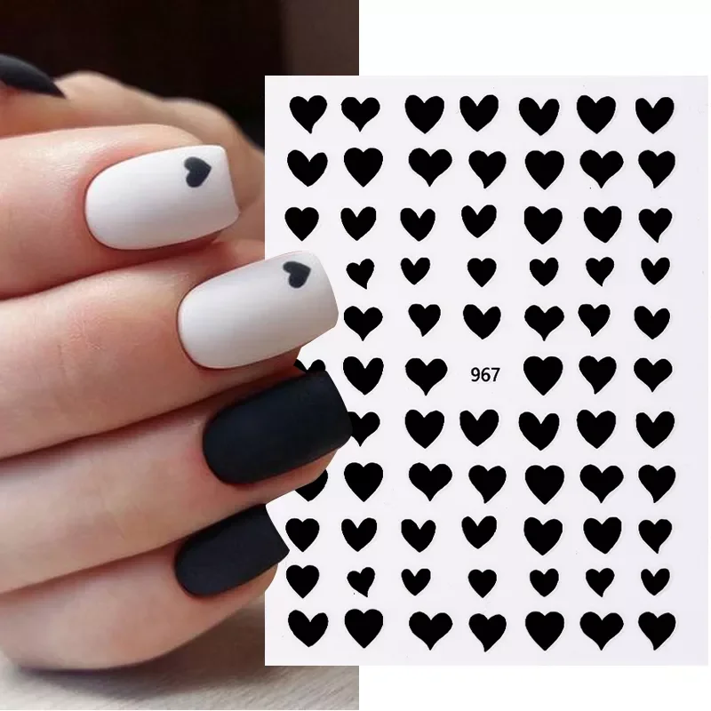 

3D наклейка для ногтей Золотое черное сердце любовь самоклеящиеся слайдеры буквы дизайн ногтей украшения наклейки-звезды аксессуары для ма...