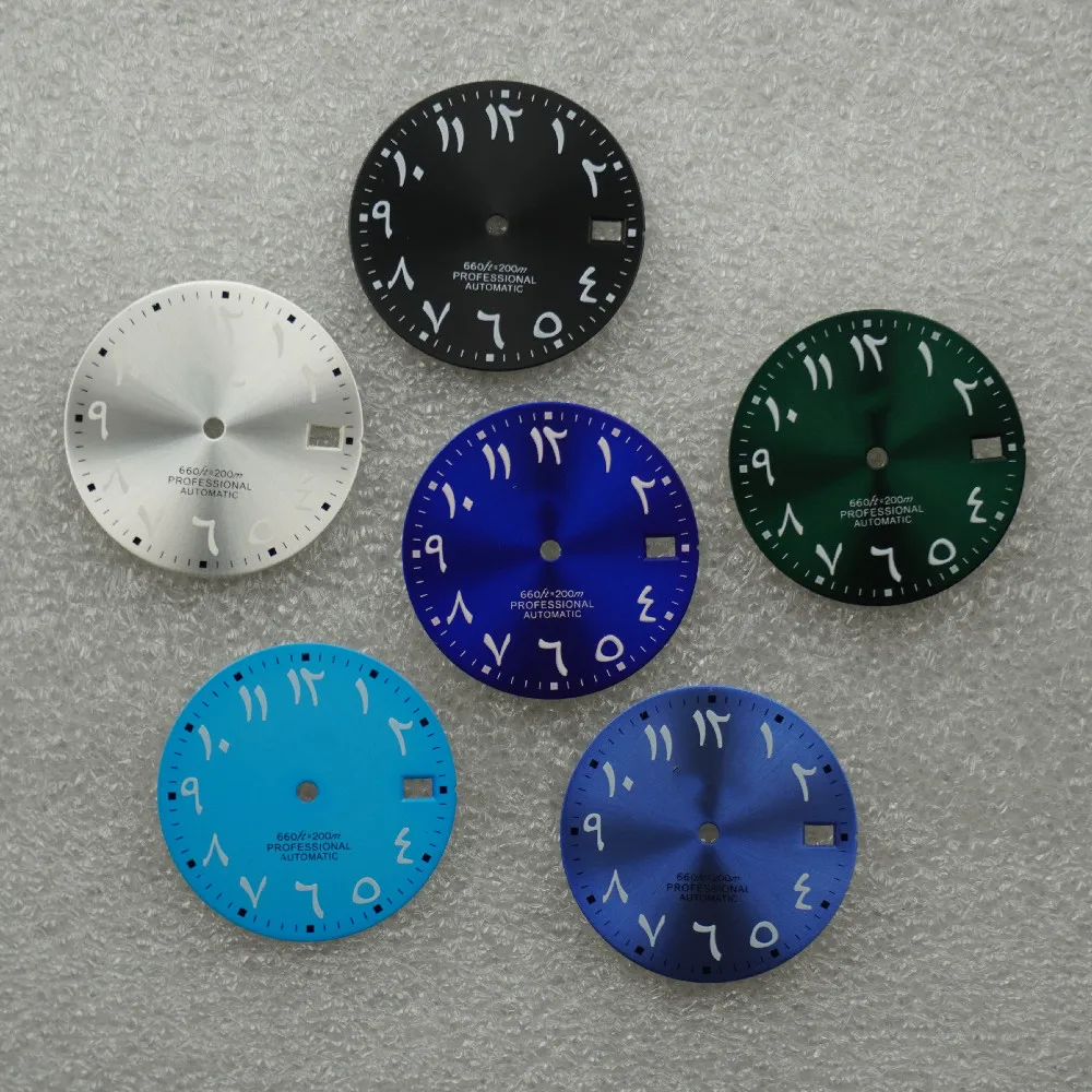 Arabic numerals dial blue watch modification accessories hand C3 luminous for SKX007 NH35/36 automatic movement  NH35 case Date