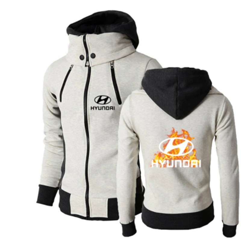 

New Men's Spring Autumn HYUNDAL Logo Outdoor Sweatshirts Casual Male Jackets Fleece Warm Hoodies High Quality SportWear