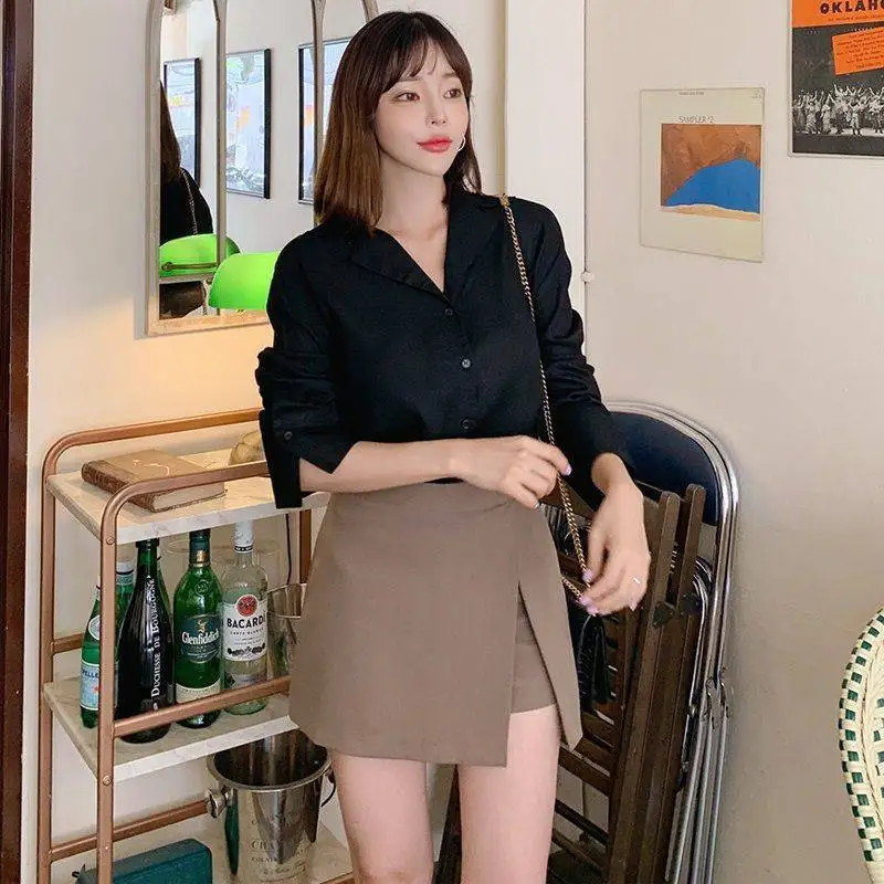 Sexy Side-slit Tender Shorts Skirts Women Elegant Asymmetrical Casual Solid Fashion Chic Stylish Skinny Ladies High Waist Shorts