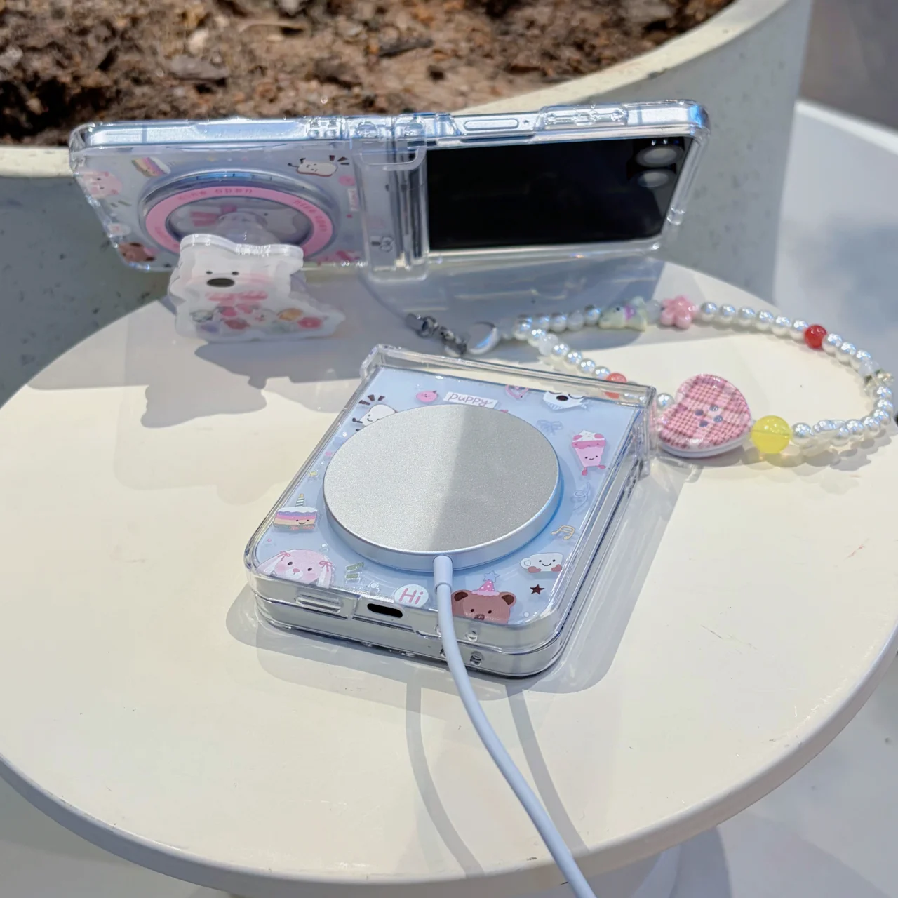 Фото Милый чехол для телефона с изображением щенка и магнитной подставкой Magsafe, с подвеской, для Samsung Z Flip 5 6 8 7 FE, ударопрочный чехол-накладка №5