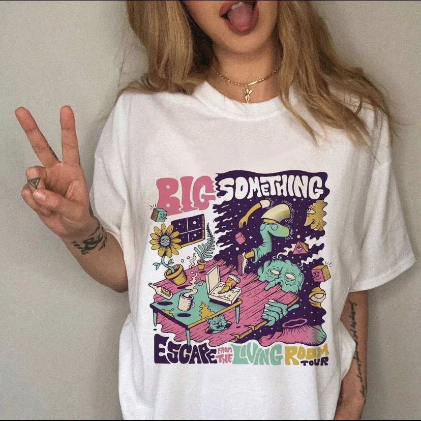 

Женская футболка с мультипликационным принтом, белая футболка с коротким рукавом и круглым вырезом, с надписью и принтом автомобиля, в стил...