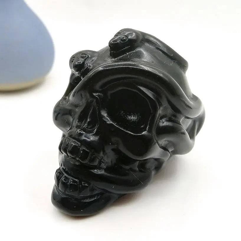 

1Pcs 5-6cm Natural Obsidian Skull Snake Crystals and Stones Healing Polished Mineral Ornaments Home Decoration