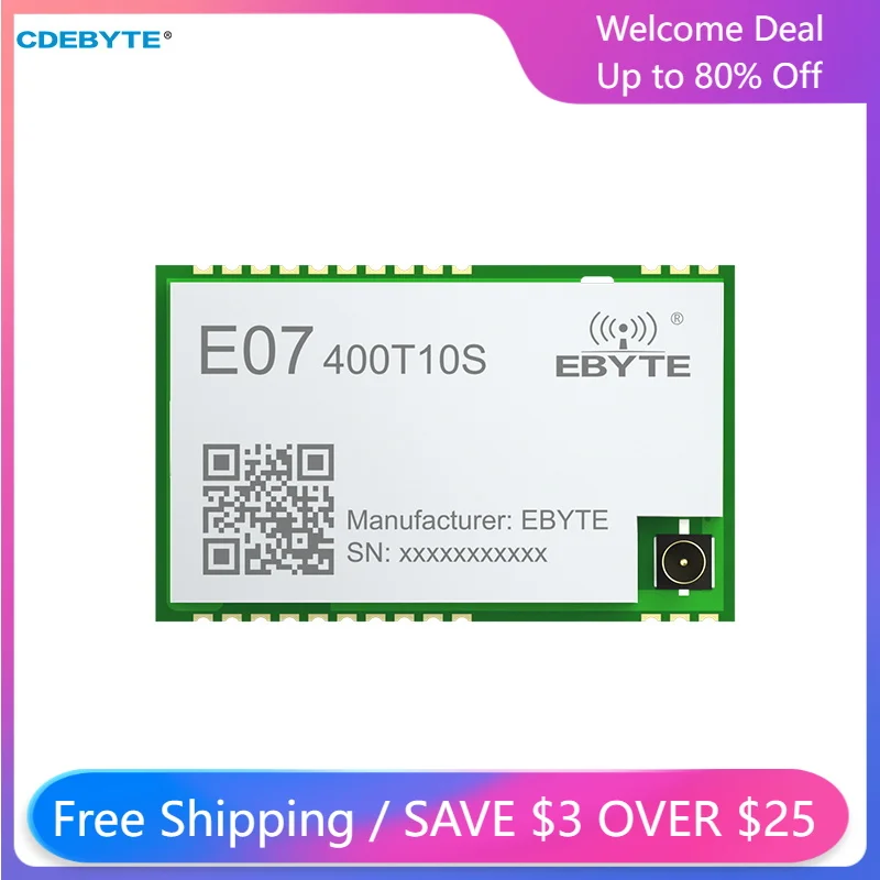 

2Pcs CC1101 400MHz 433MHz 10dBm Wireless RF Module SOC IPEX Stamp Hole 1.5km Data Transmitter Remote Control IoT E07-400T10S