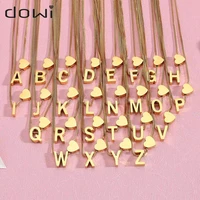 dowi new a z initial with heart necklaces for women letter chain choker young girls gift jewelry gold color stainless steel 2022
