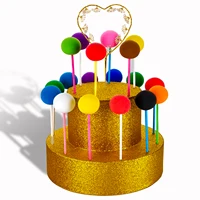 8Inch Gold Round Foam Cake Pop Stand Tray Board Cakesickle Stand Display for Dessert Table Foam Cake Dummies 2 Tier for Wedding