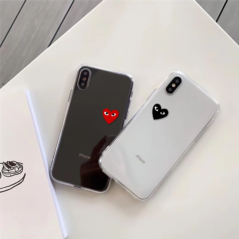

Transparent Phone Case, UV Print Couple Heart Pattern, For iPhone 7 8 11 12 13 X Pro Max, Shockproof Lightweight TPU Case