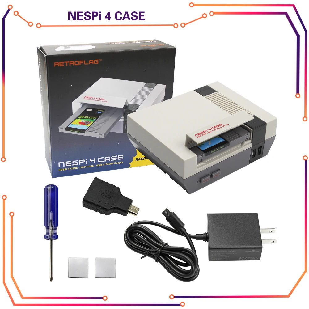 

Retroflag Raspberry Pi 4 Чехол NESPi 4 чехол с функцией безопасного отключения SSD чехол для Raspberry Pi 4 Model B 2 ГБ 4 ГБ 8 ГБ 4B