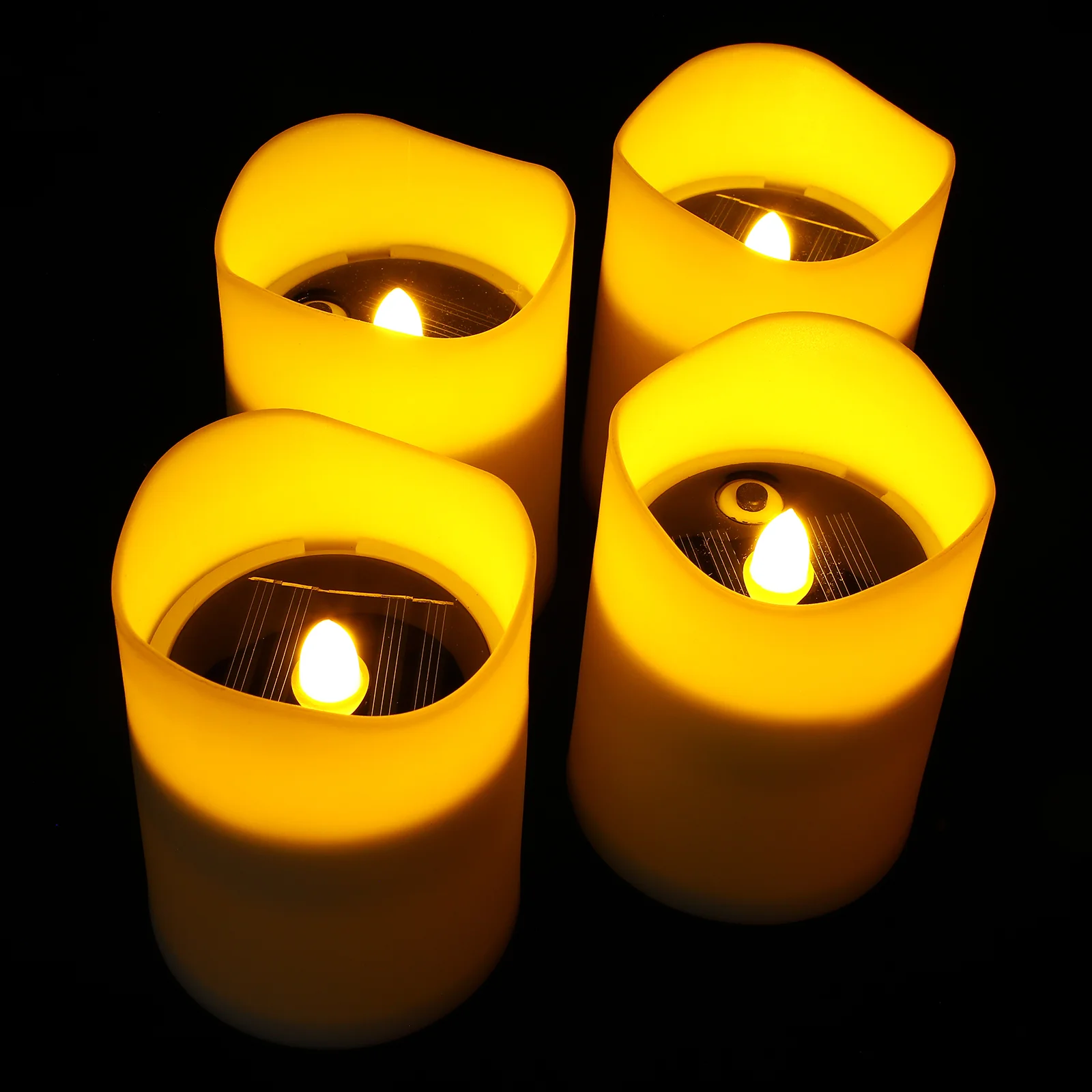 

4Pcs Flameless Votive LED Flickering Solar Lamps Tea Night Light for Wedding Table Festival Celebration Garden Decoration