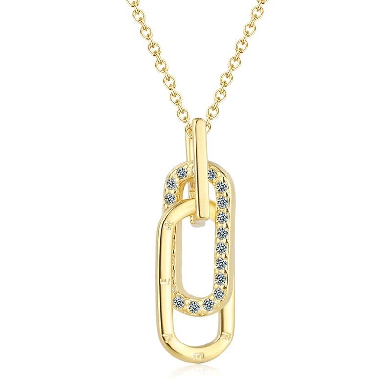 

Geometric Fashion Element Chains Necklaces Women Oval Inlaid Zirconia Golden Alloy Pendant Necklaces For Girl Trendy Jewelry