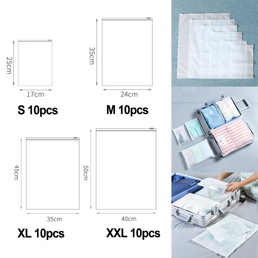 

10Pcs Travel Storage Bag Portable Waterproof Zip Organiser EVA Transparent Wash Shoe Clothes Underwear Storage Bag
