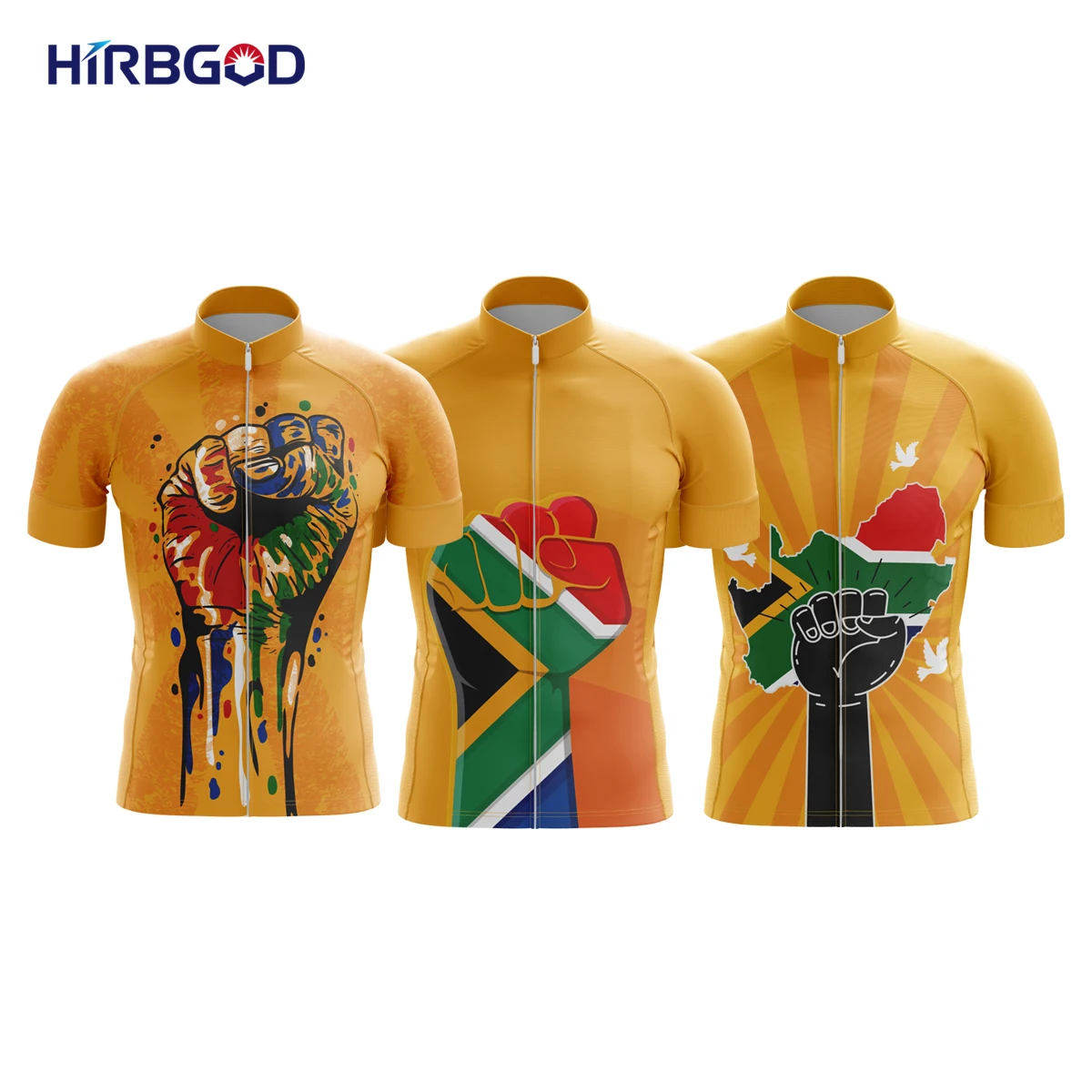 

HIRBGOD Man With Reflective Strips MTB Clothing South Africa Outdoor Cycling Team Bike Shirt Summer Short Sleeve Cycling Jersey