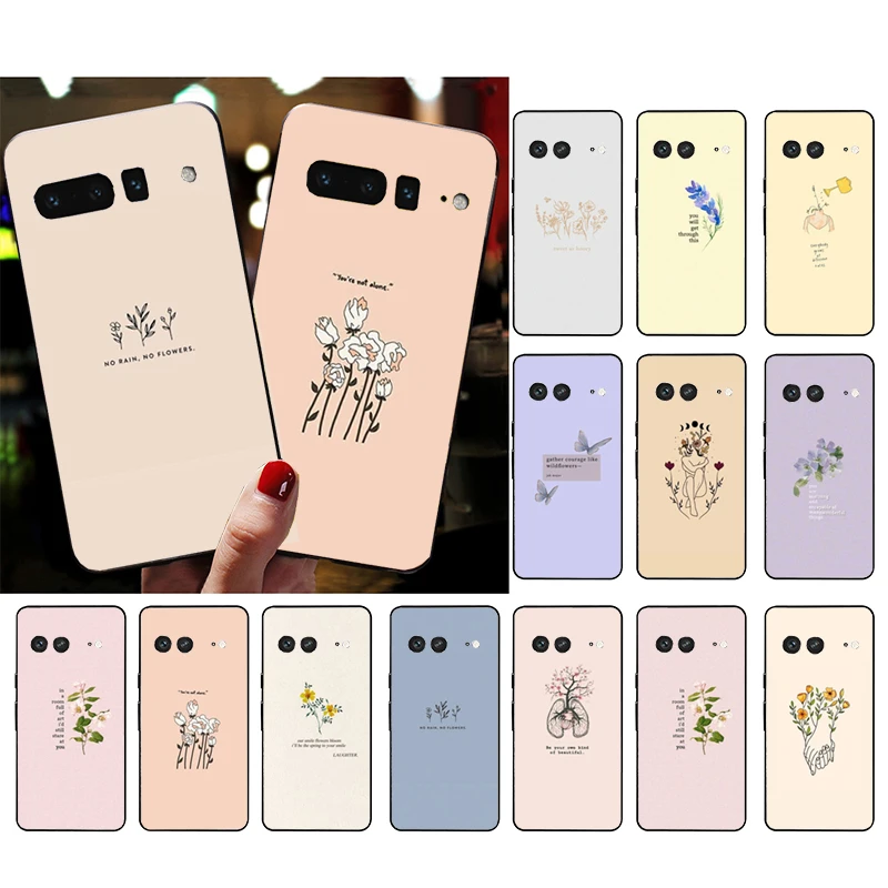 

Phone Case for Google Pixel 7 Pro 7 6A 6 Pro 5A 4A 3A Pixel 4 XL Pixel 5 6 4 3 XL 3A XL 2 XL Art Aesthetic Flower Word Quotes