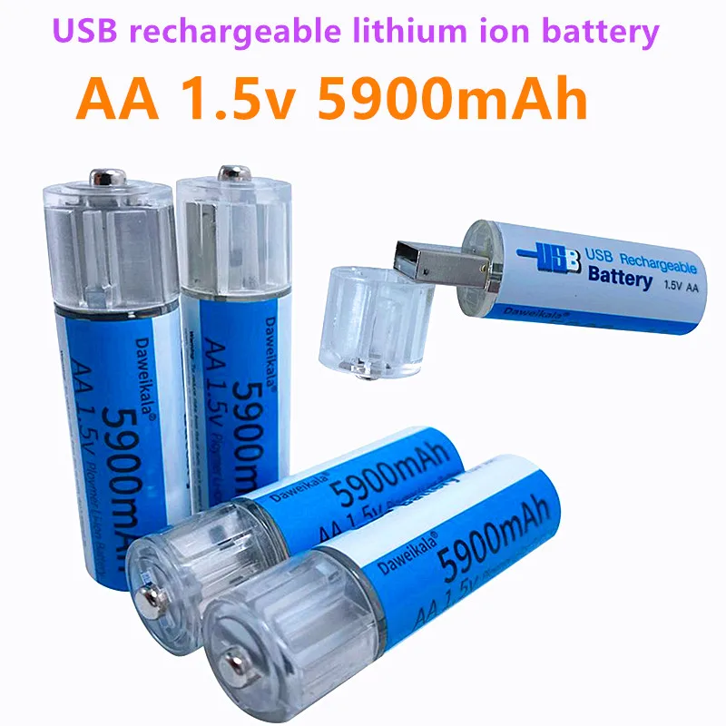 

AA 1.5V battery 5900mAh USB rechargeable lithium ion battery AA 1.5V battery for Remote Control Toy light Batery+free shipping