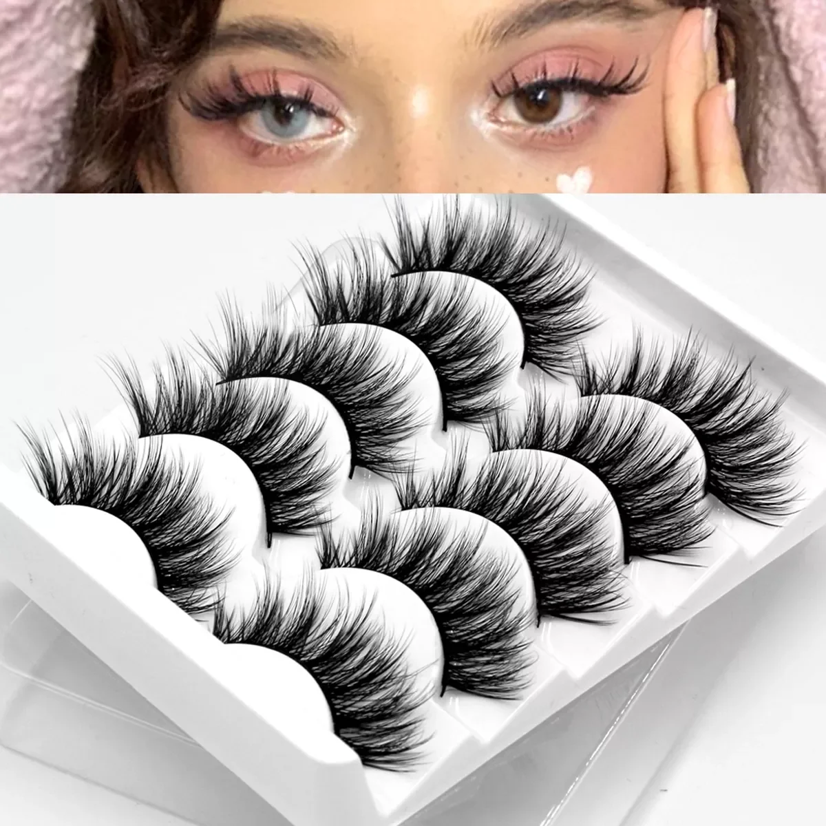 

Mink lashes 2/5 Pairs 3D Mink Lashes Volume Natural long Cross False Eyelashes Beauty Makeup False eye lashes Extended
