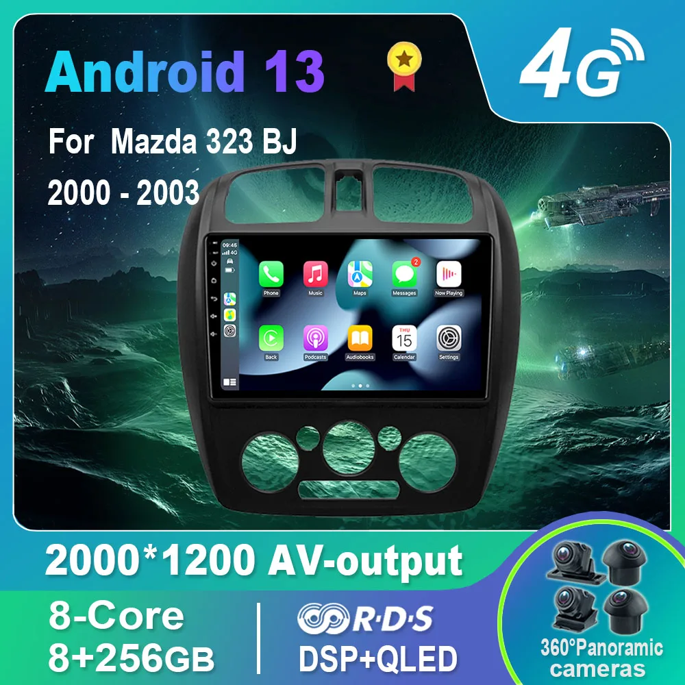 

Автомобильный радиоприемник/Мультимедийный видеоплеер Android 13,0 для Mazda 323 BJ 2000-2003 GPS QLED Carplay DSP 4G WiFi Bluetooth