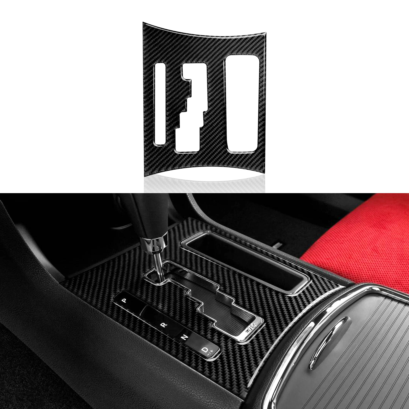 Фото Для Dodge Charger (2011-2023) Автомобильная центральная консоль, панель переключения передач, мягкая внутренняя наклейка из углеродного волокна, комплект аксессуаров №2