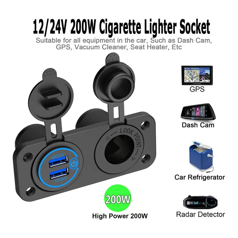 Автомобильное зарядное устройство Quick Charge 3.0 с двумя USB-портами и сенсорным