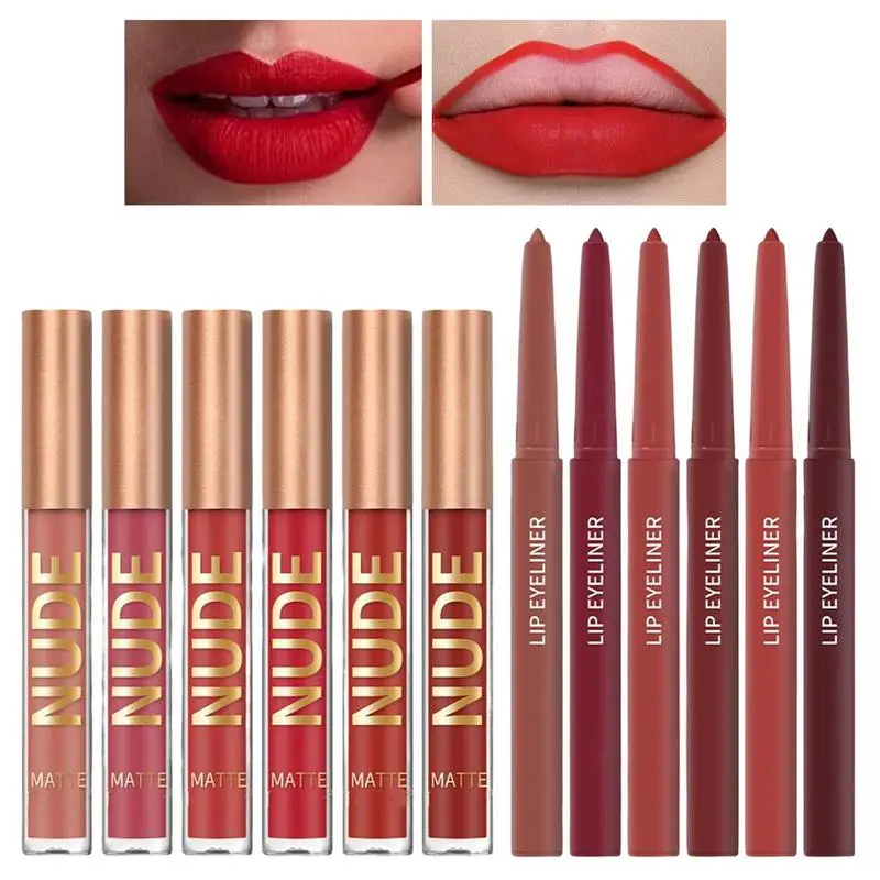 

Liquid Lipstick And Lip Liner Set Ultra Matte Velvet Waterproof Long Lasting Lip Glosses Lip Makeup Cosmetic Kit 12PCS