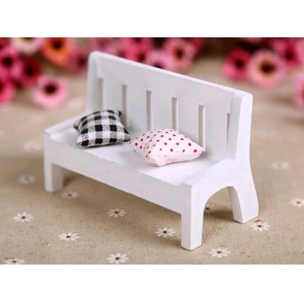 

Benchminiature Chair Mini Furniture Garden House Woodenfairy Decoration Recliner Toy Maniature Landscape Porch Park Ornament