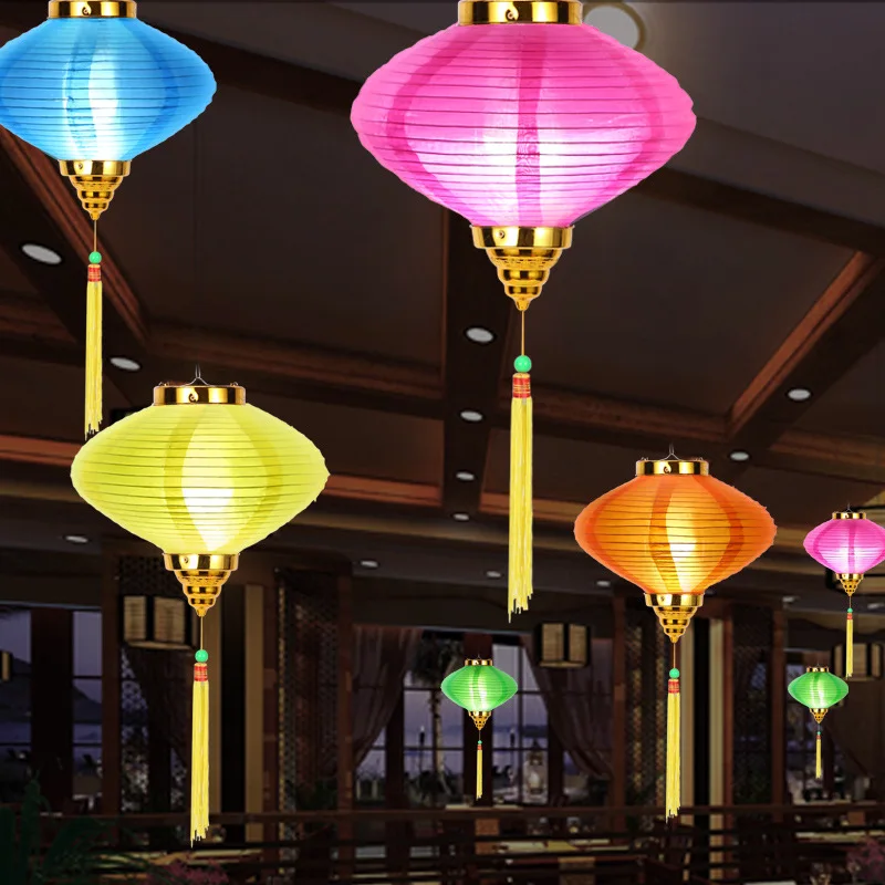 

Vietnam Chinese Style Lanterns Cheap 12/14Inch Foldable Fabric Festival Hanging Tassel Lanterns Wedding Party Decor
