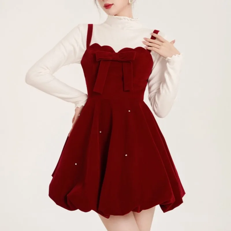 Рождественский комплект из двух предметов Женский Однотонный свитер а-силуэт