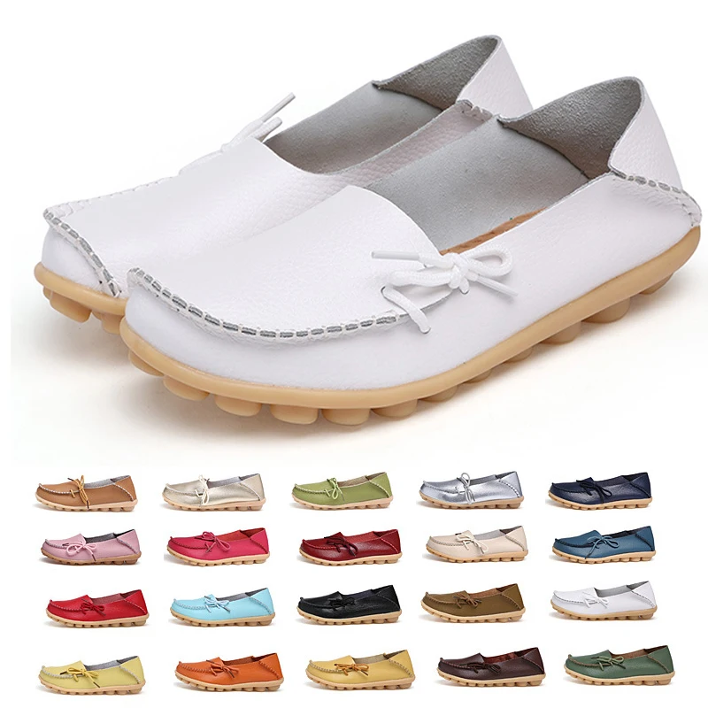 

Fashion Women Leather Loafers Slip on Ballet Flats Comfortable Ladies Shoes Loafers Zapatos De Mujer Size 44 Womens Shoes
