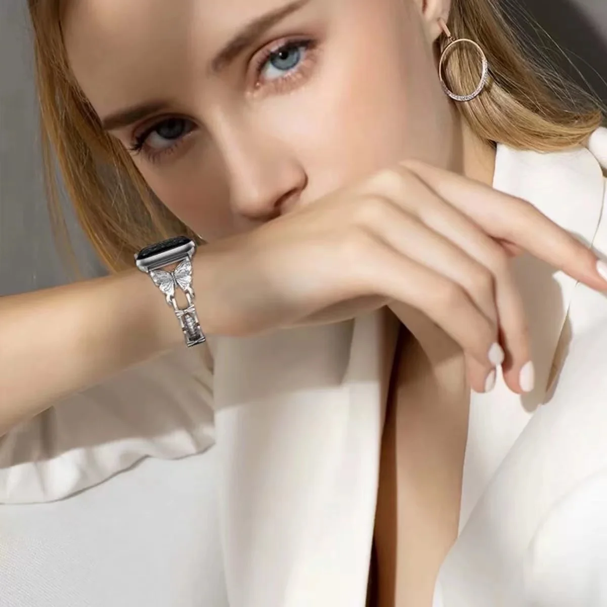 Metal strap For Apple Watch Band 45mm 41mm Stainless Steel Butterfly Style Bracelet For iWatch 8 7 6 5 4 SE 44mm 42mm 40mm band