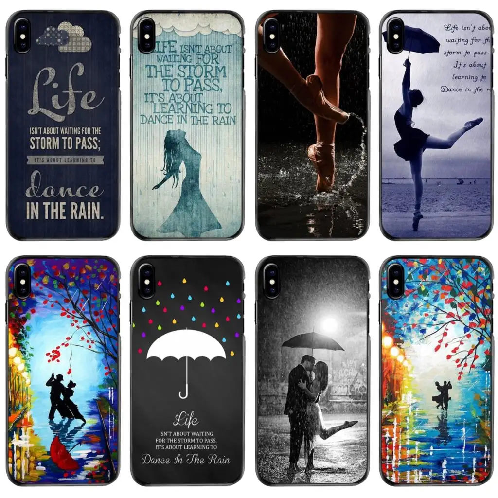 

Hard Phone Case For Apple iPhone 11 12 13 14 Pro MAX Mini 5 5S SE 6 6S 7 8 Plus 10 X XR XS Life Quote Dance In The Rain Words