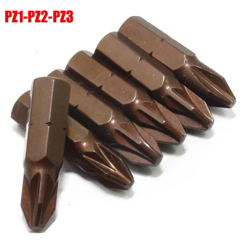 Magnetic Pozidriv Screwdriver Bit Set 1/4" Hex Shank 25mm Le