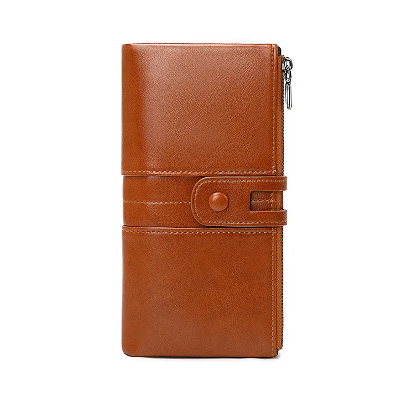 Женский кожаный кошелек на молнии с отделением для монет