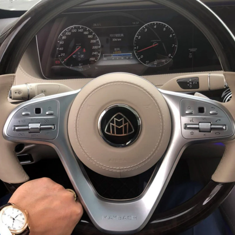 

Round Emblem Badge for Maybach S320L S400 S500 S600 S680 Car Styling Steering Wheel Center Sticker Hood Cover Lay Logo with Pins
