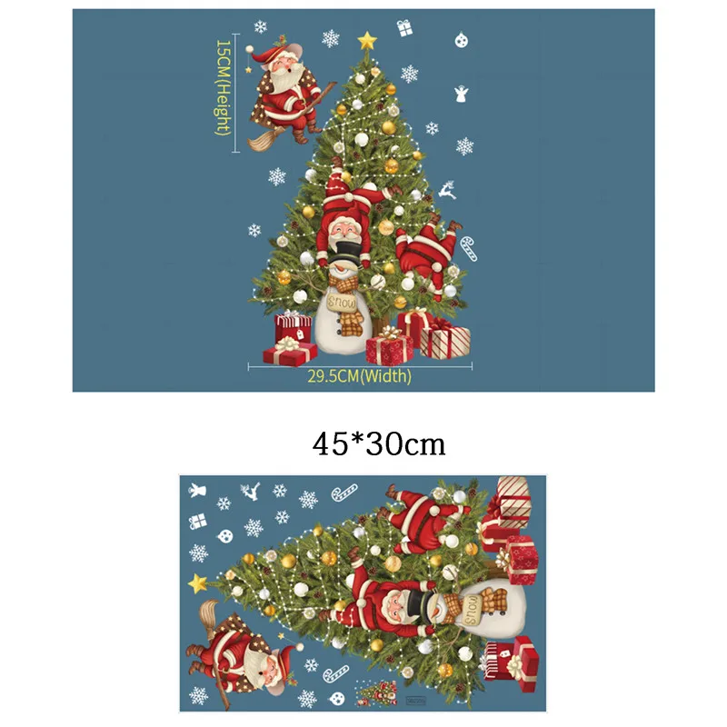 Рождественская красочная наклейка на стену в виде Санта Клауса снеговика