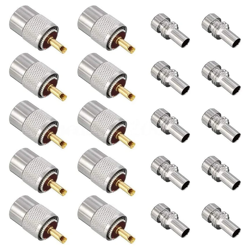 

20 Pack UHF/PL-259 Solder Connector Plug With Reducer For RG8X, RG8, RG59, LMR-400, RG-213 Coaxial Coax Cable